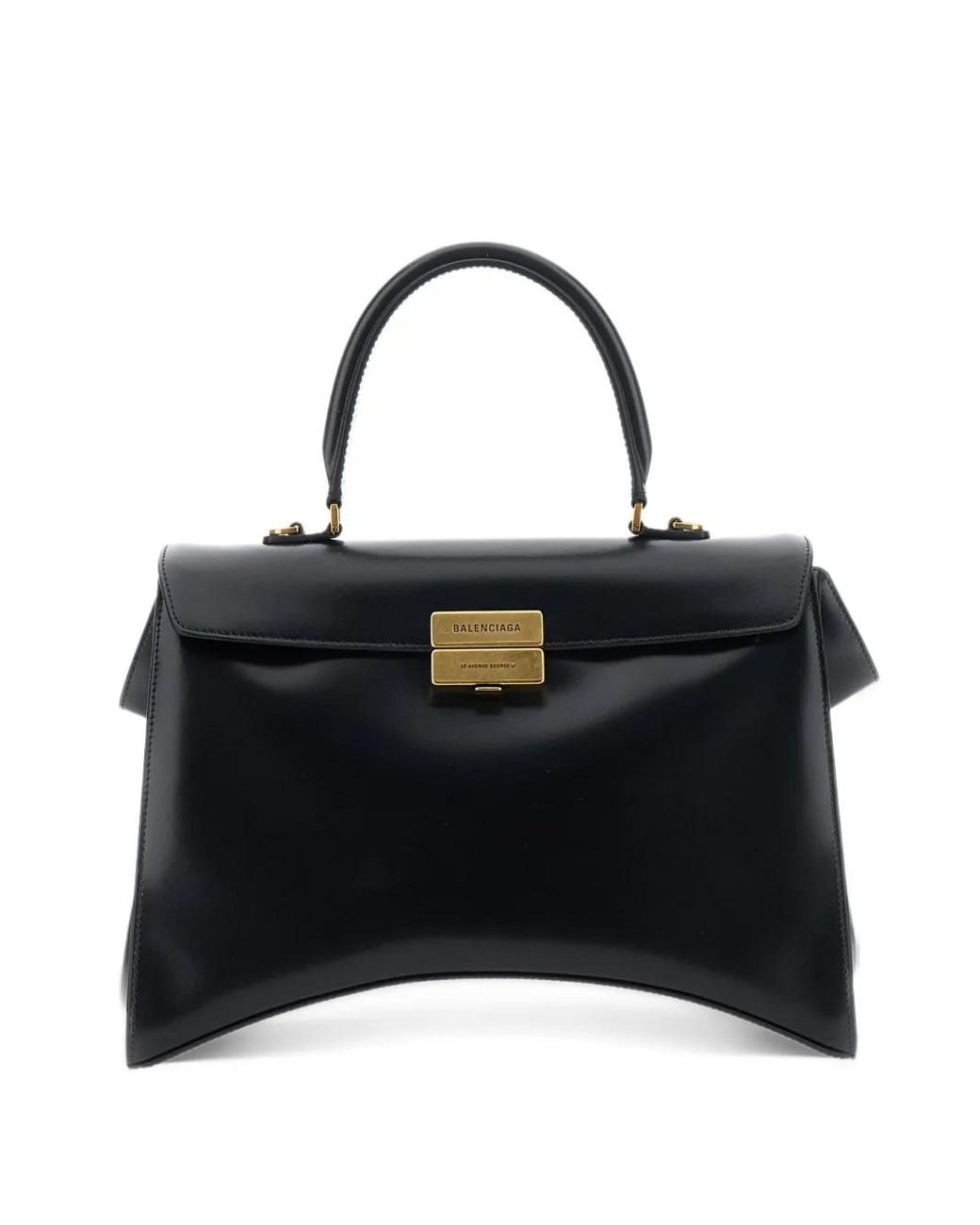 Balenciaga Black Hourglass Avenue Top Handle Bag Medium