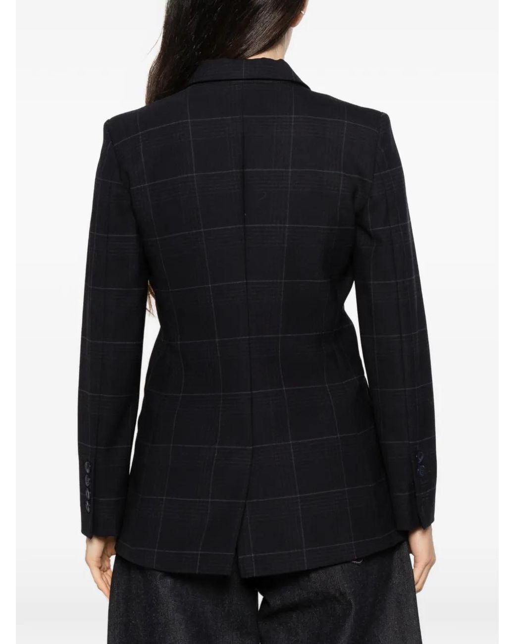 Marella Blue Check-Pattern Single-Breasted Jacket