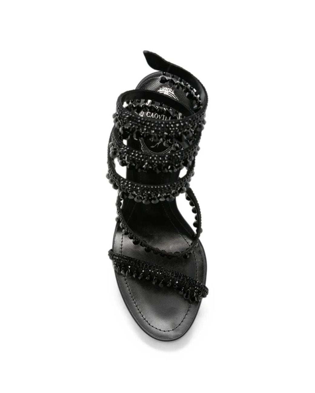 Rene Caovilla Black Cleo Bead-Embellished Sandals