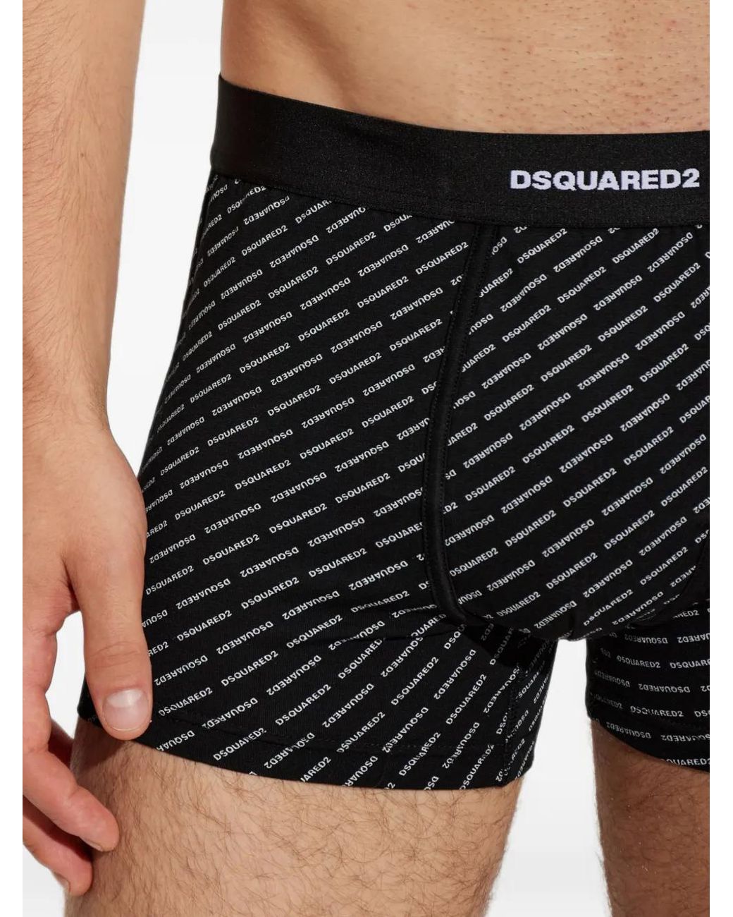 DSquared² Black Short De Bain À Logo Imprimé for men