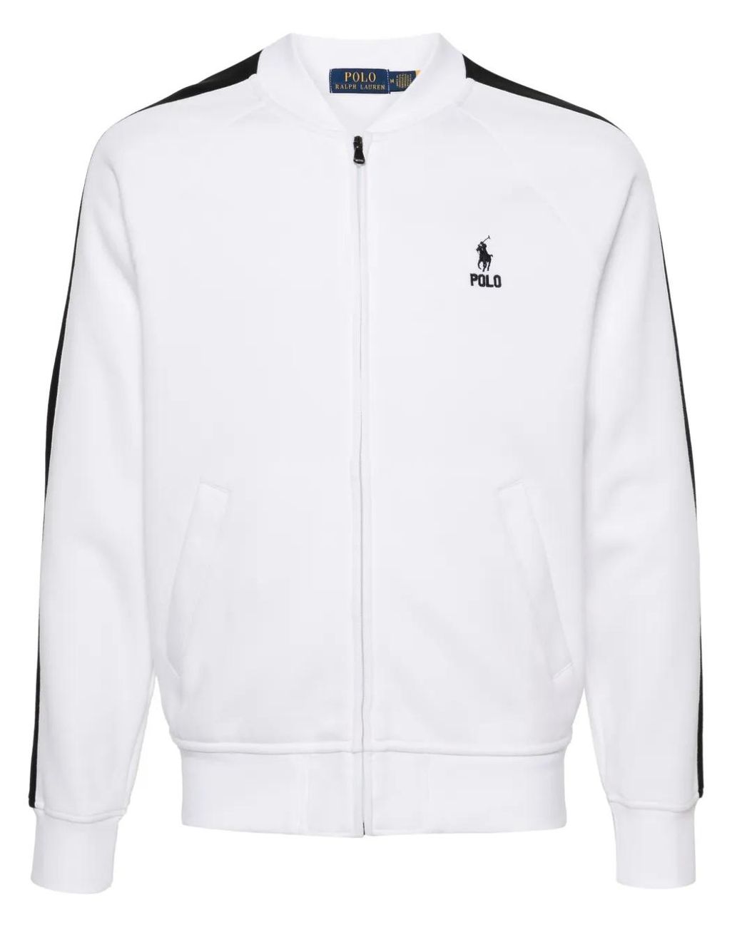 Polo Ralph Lauren White Polo-Pony-Embroidery Zipped Sweatshirt for men