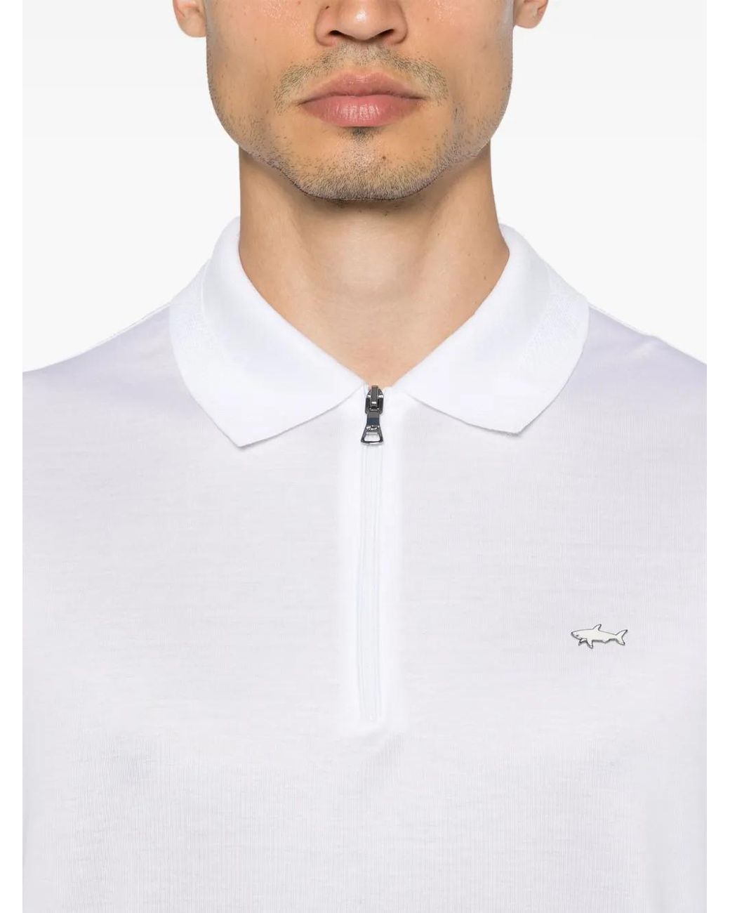 Paul & Shark White Logo-Appliqué Polo Shirt for men
