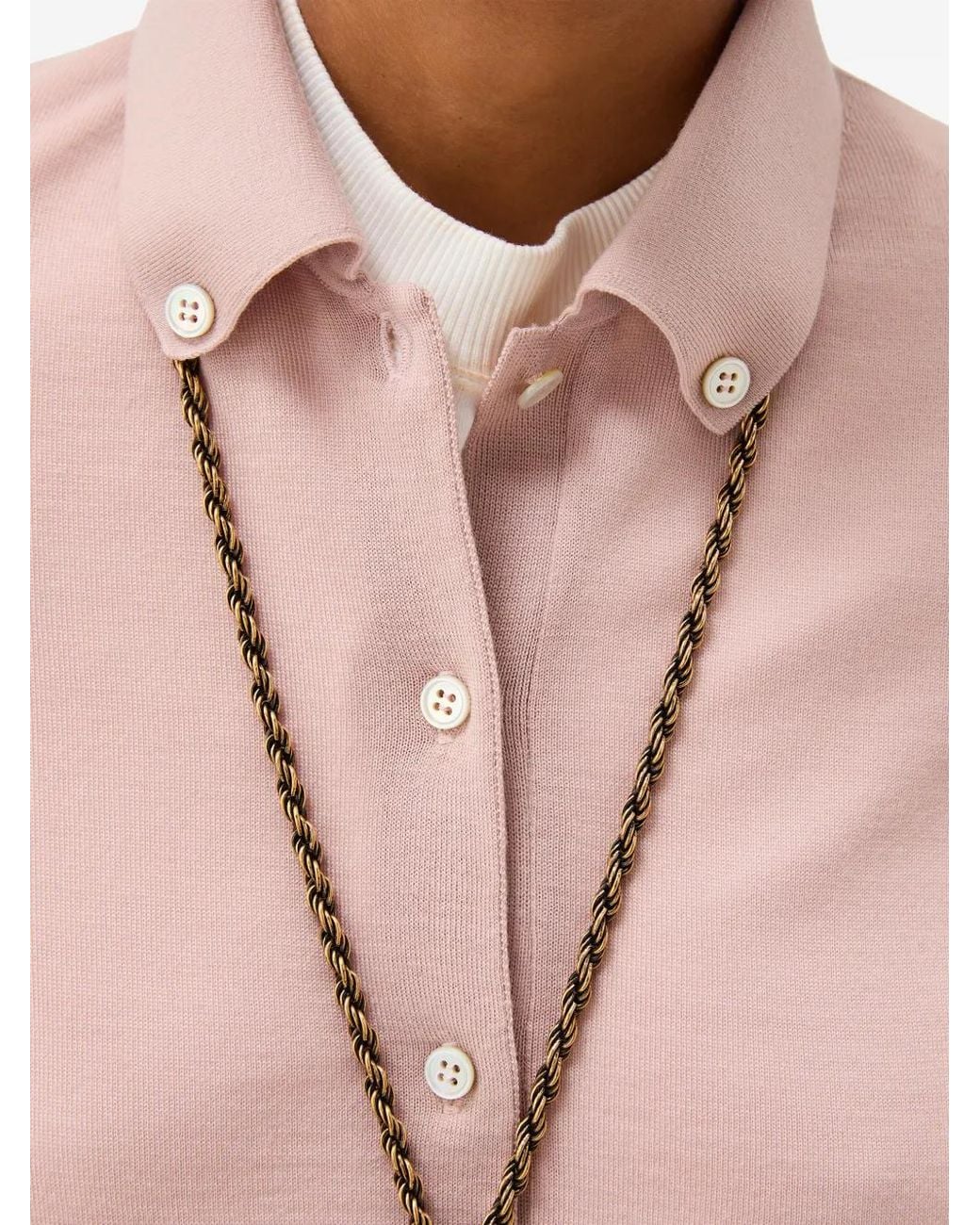 Versace Pink Embroidered Wool Knit Cardigan