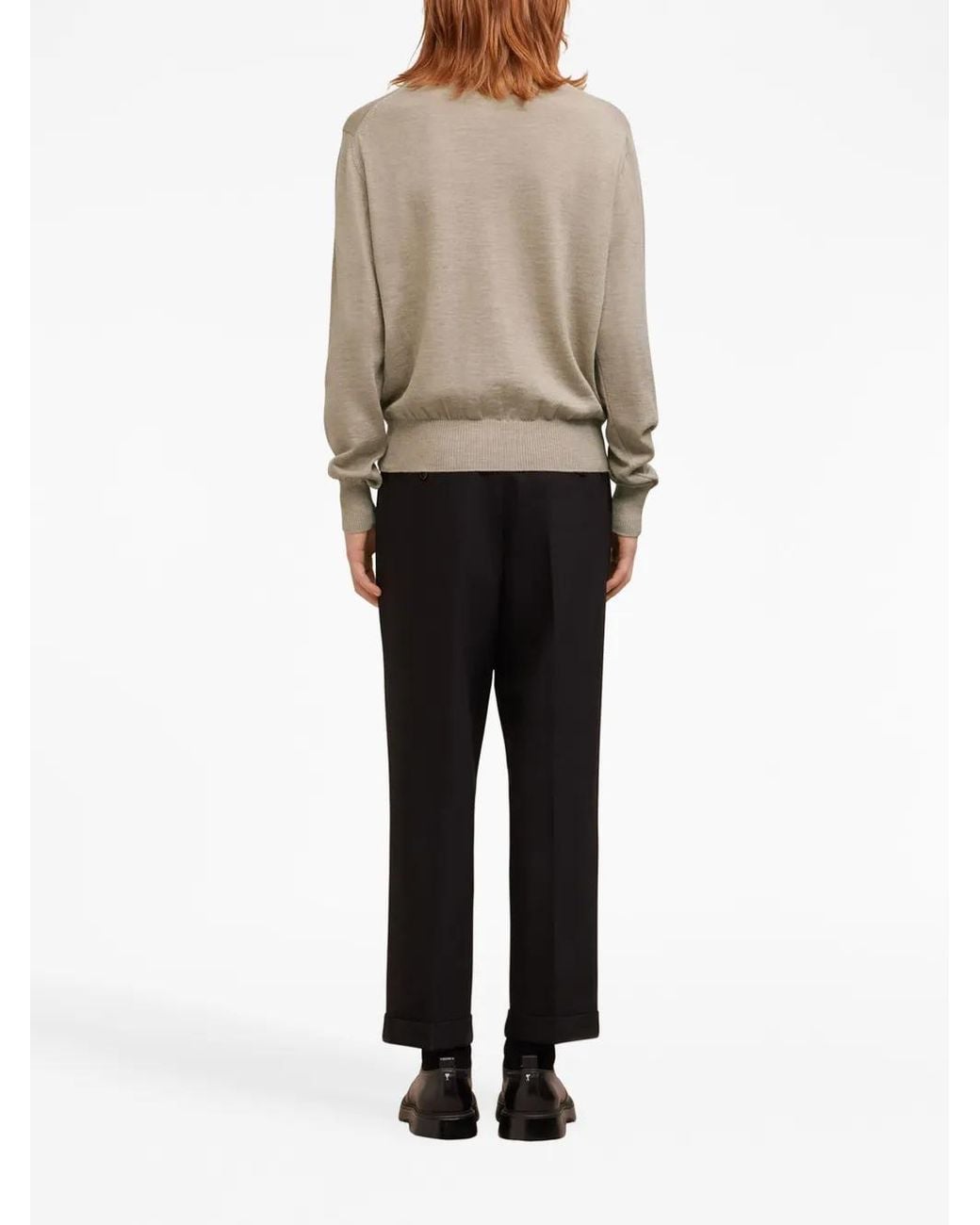 AMI Natural Logo-Embroidered Roll-Neck Jumper for men