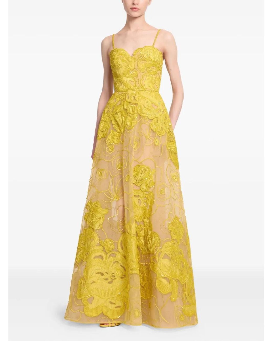 Elie Saab Yellow Bead-Embellished Maxi Dress