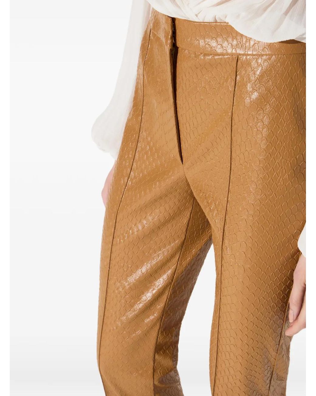 Elisabetta Franchi Natural Trousers With Fish Scale Pattern