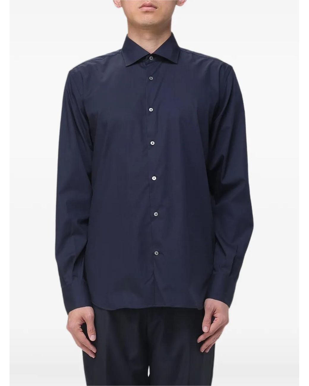 Brooksfield Blue Long-Sleeve Poplin Shirt for men
