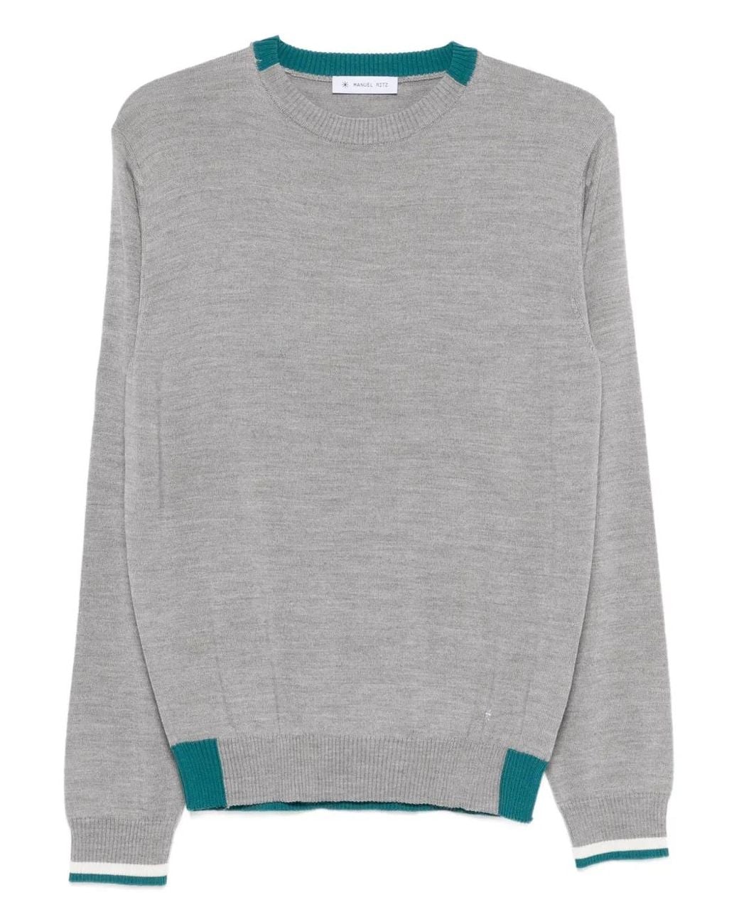 Manuel Ritz Gray Ribbed Trim Sweater for men