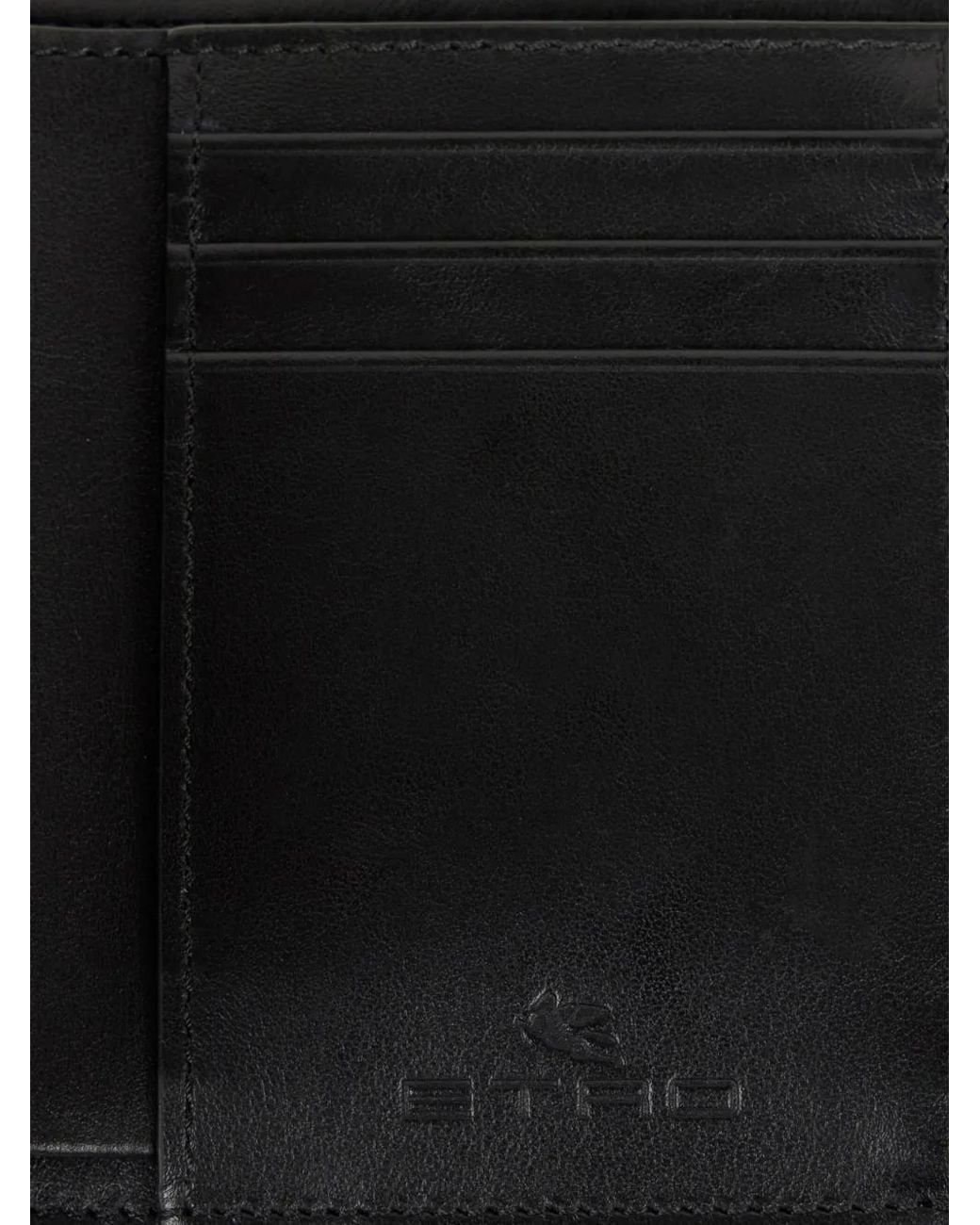 Etro Black Paisley Zip Wallet for men