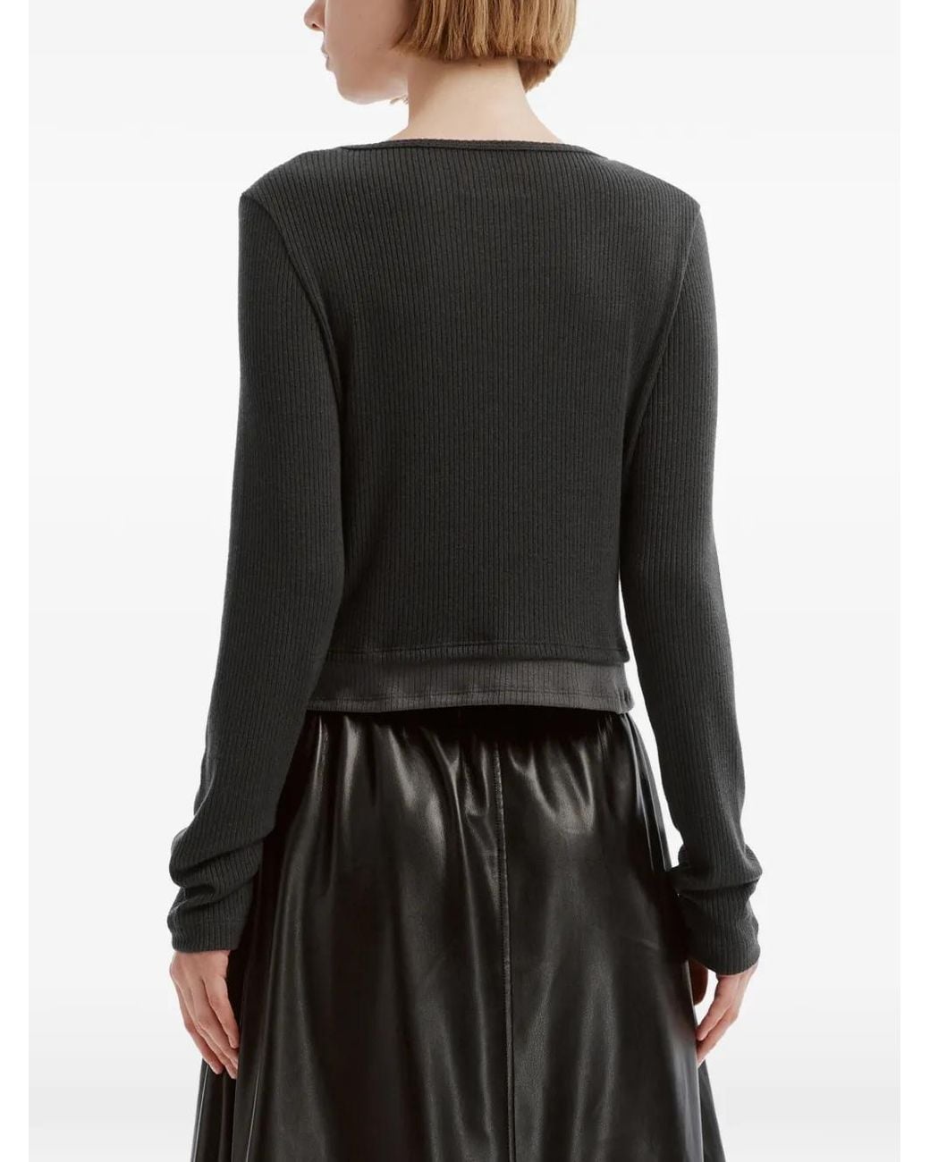 Musium Div. Black Layered Ribbed-Knit Cardigan
