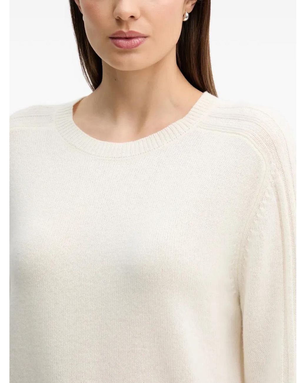 Benetton White Ribbed Cashmere Sweater