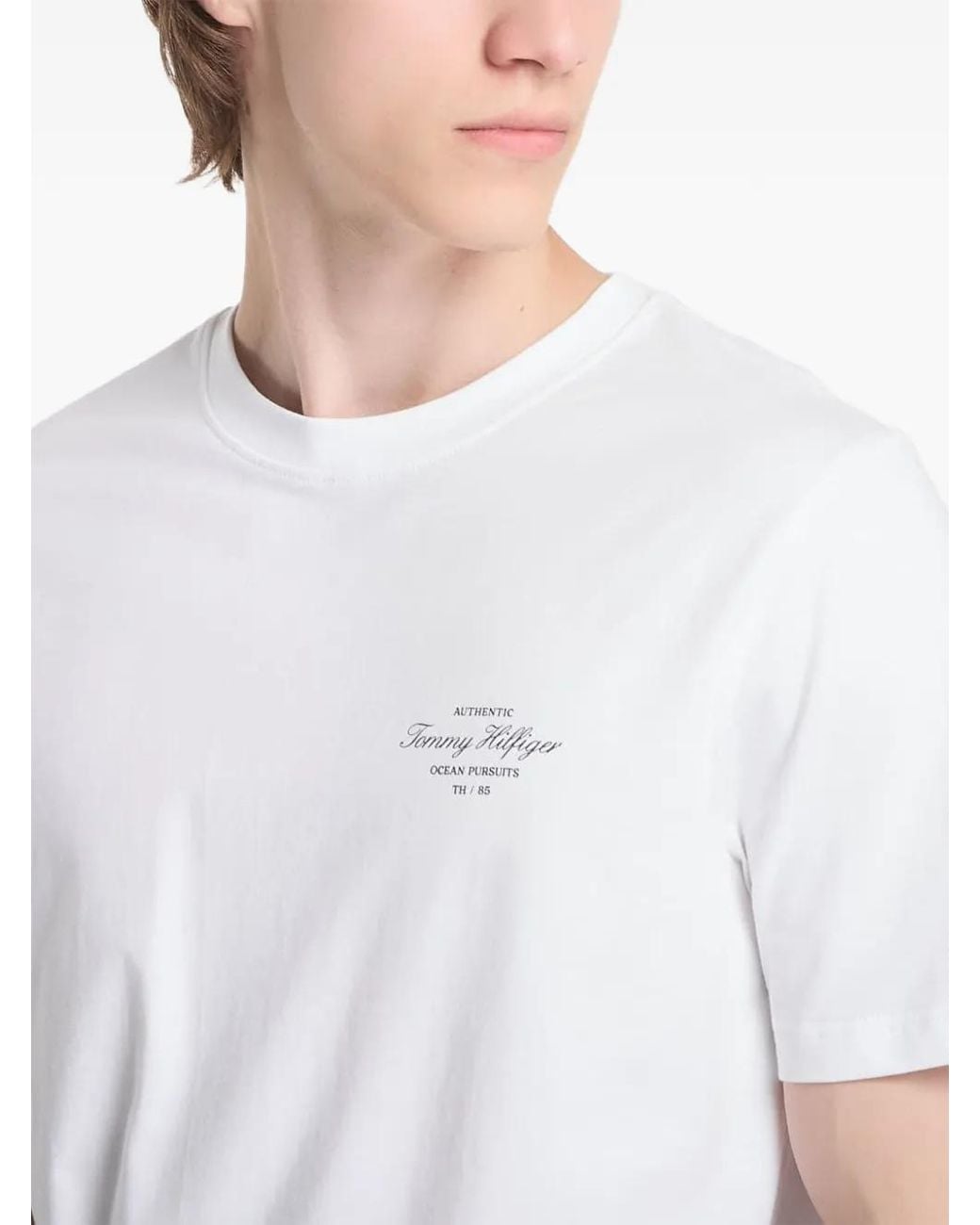 Tommy Hilfiger White Graphic-Print T-Shirt for men