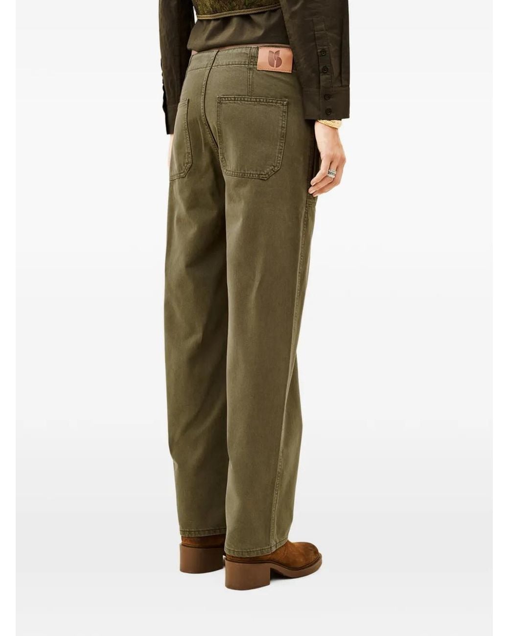 Ba&sh Green Cocy Drawstring-Waist Straight-Leg Jeans