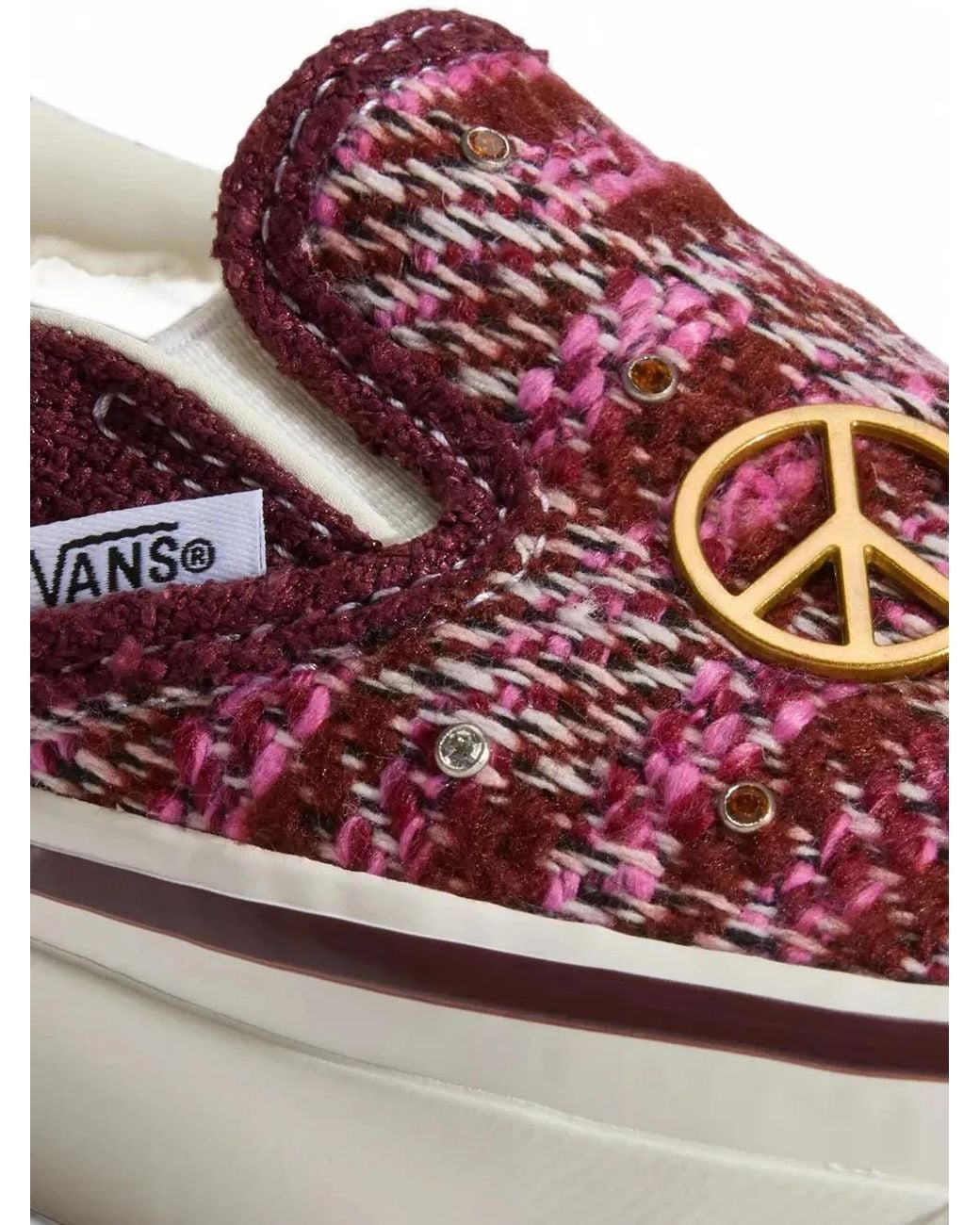 Vans White Charm-Embellished Tweed Sneakers