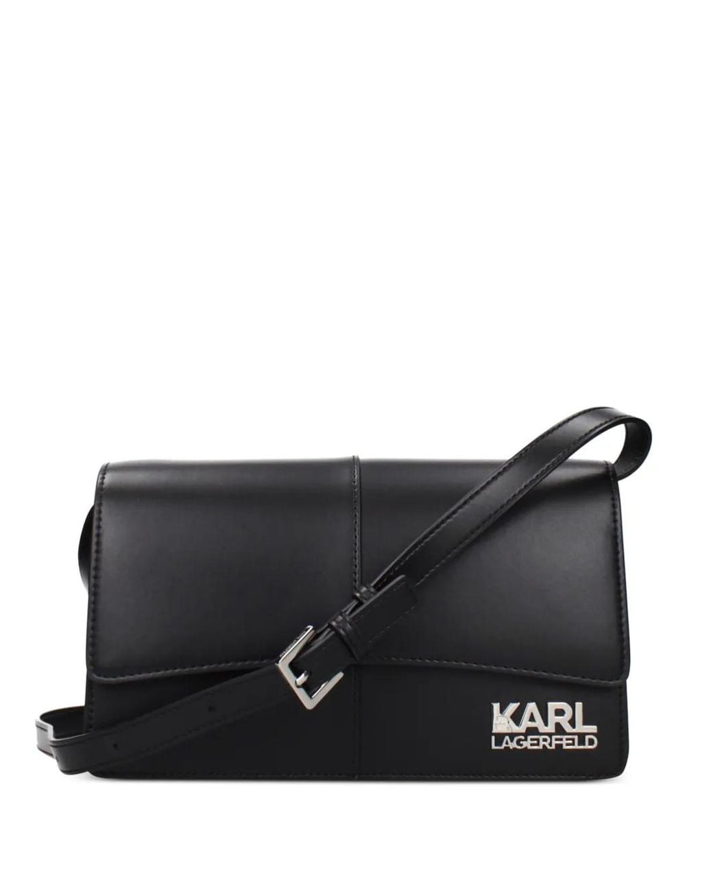 Karl Lagerfeld Black Logo-Plaque Crossbody Bag
