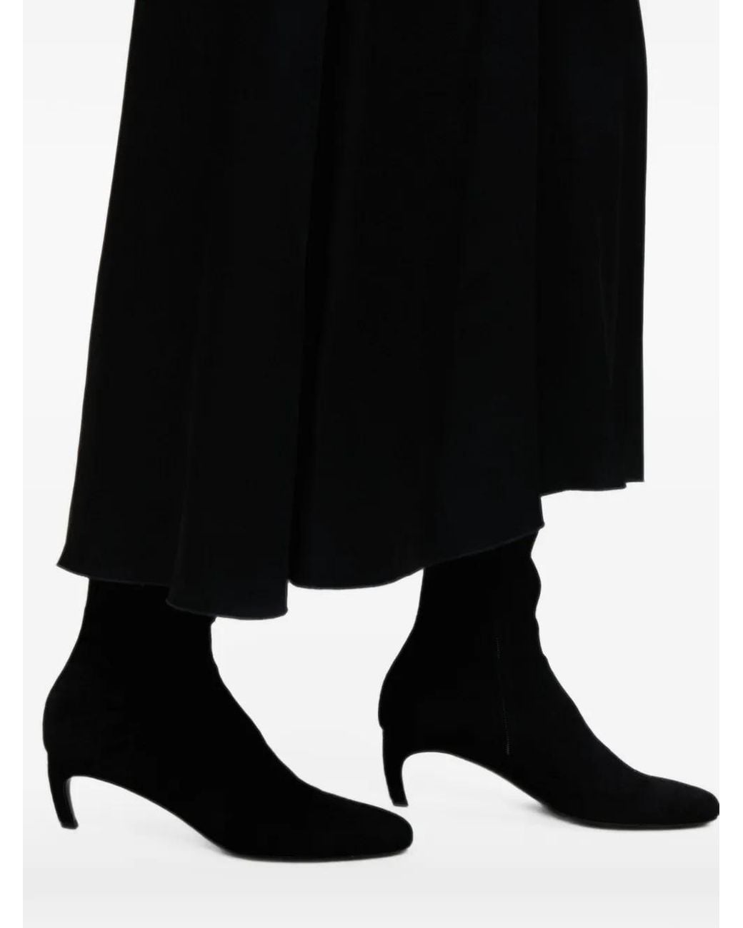 Victoria Beckham Black Harlow Stretch Suede Ankle Boots