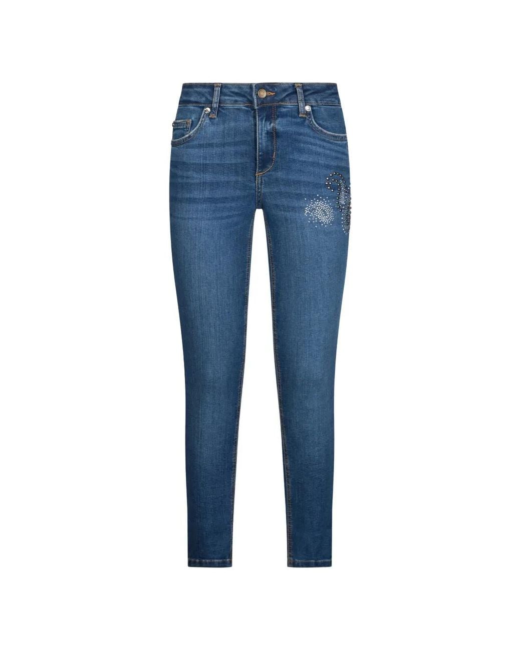 Liu Jo Blue Bottom Up Skinny Jeans With Rhinestones