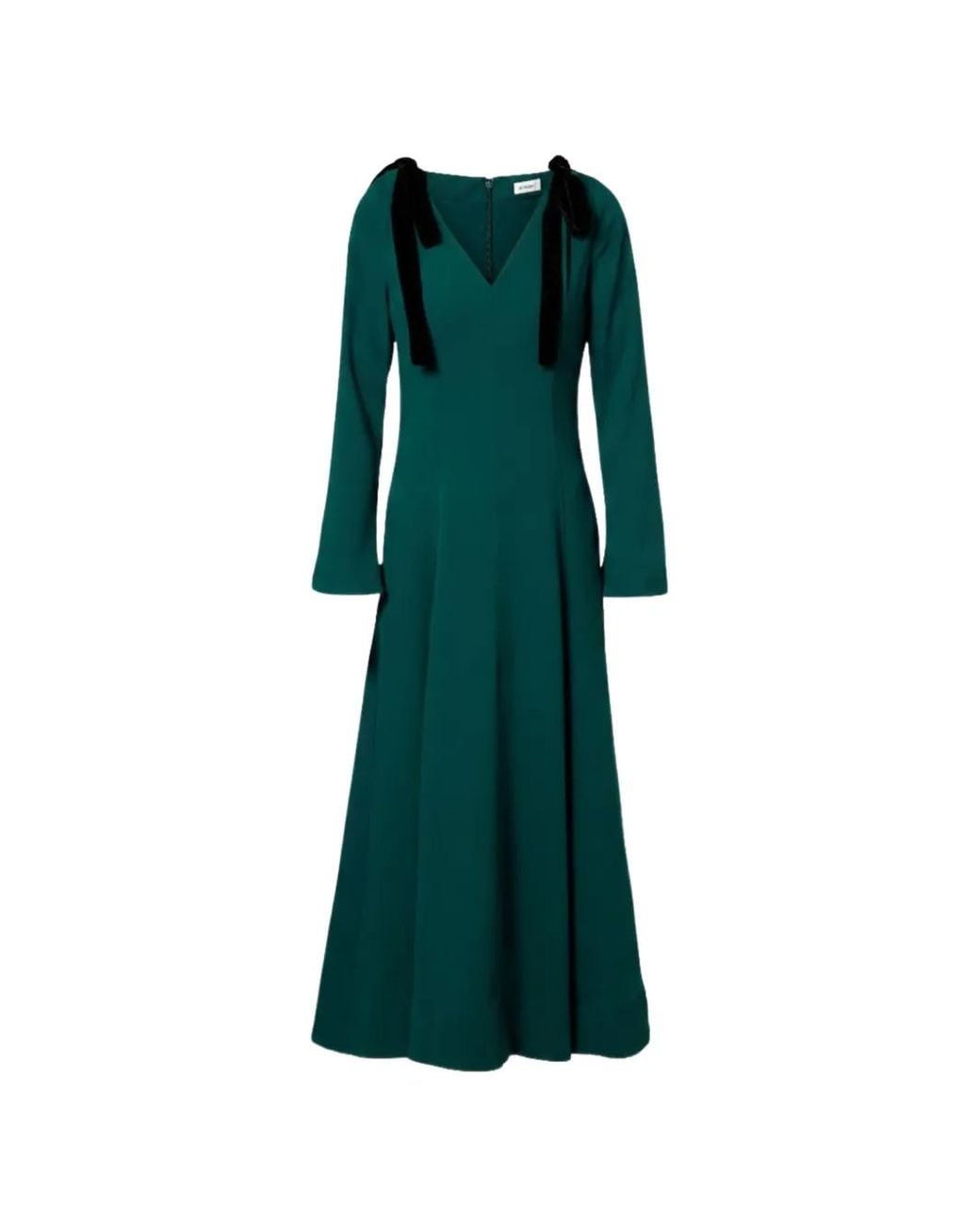 Jonathan Simkhai Green Claribel Shoulder-Tie V-Neck Dress