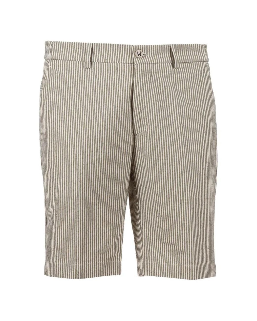 Berwich Gray Striped Straight-Leg Bermuda Shorts for men