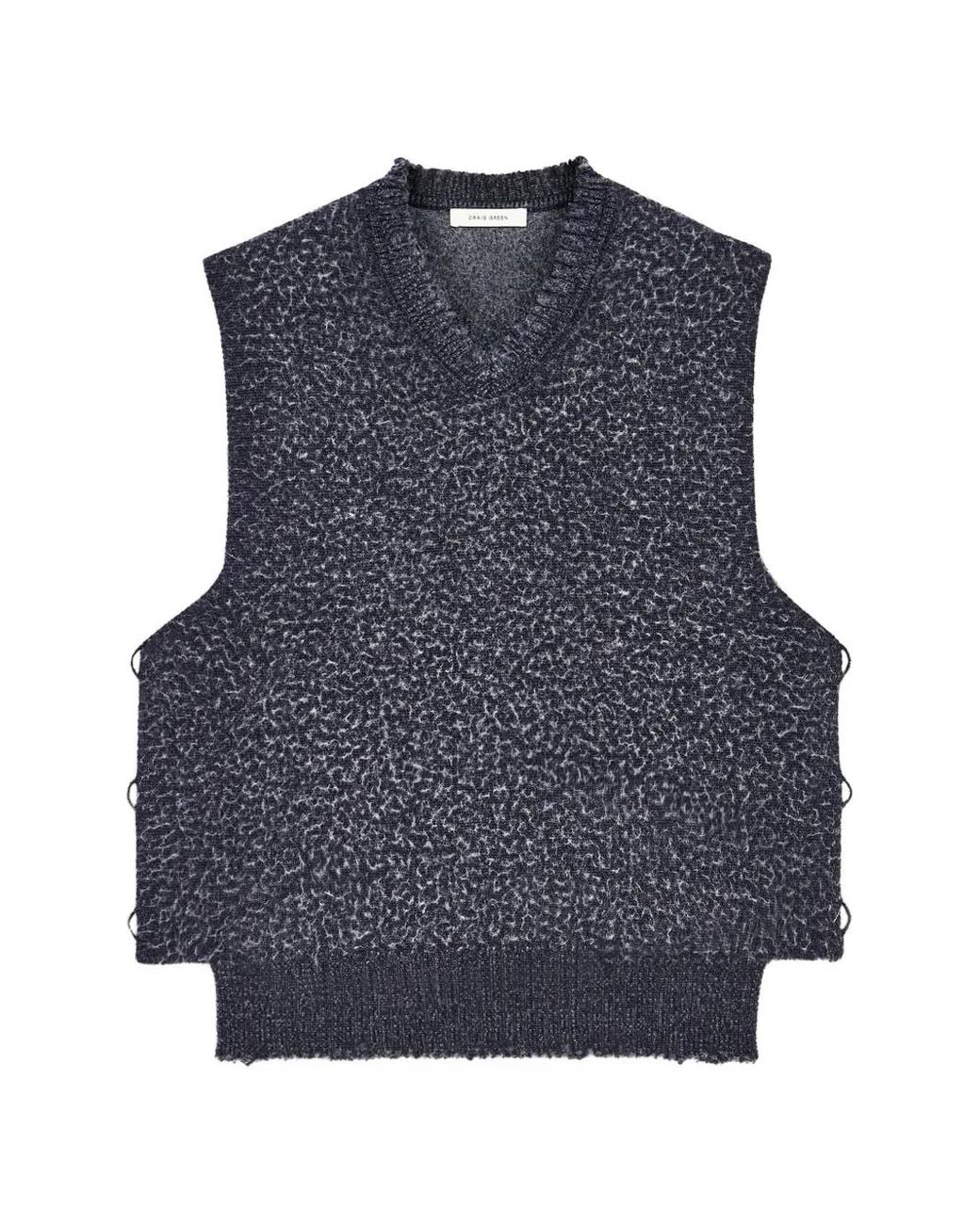 Craig Green Blue V-Neck Knitted Vest for men