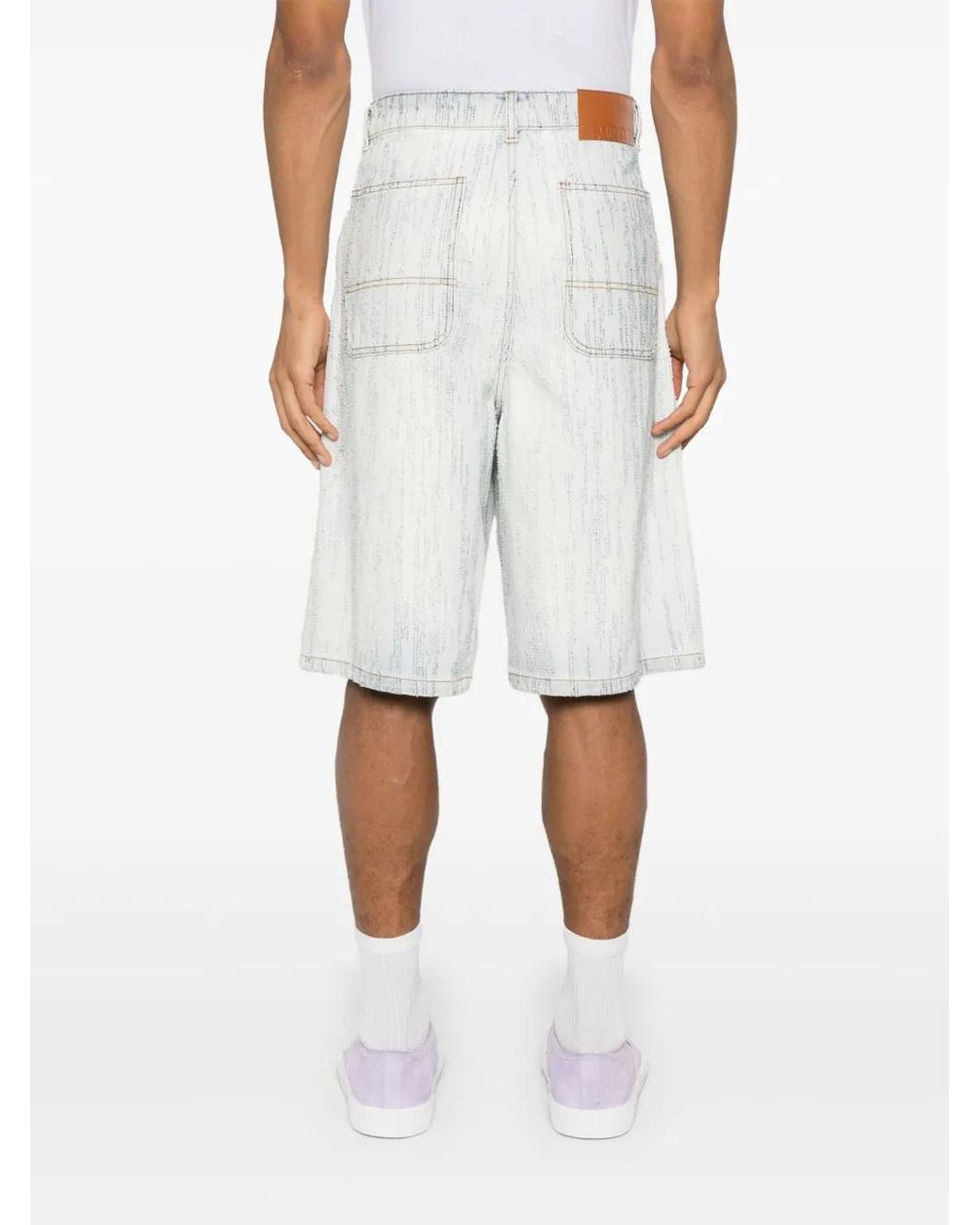 MSGM White Denim Bermuda Shorts for men