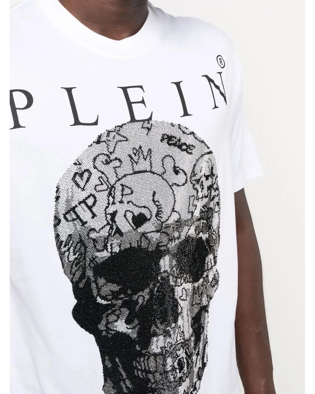 Philipp Plein White Skull-Print Short-Sleeve T-Shirt for men
