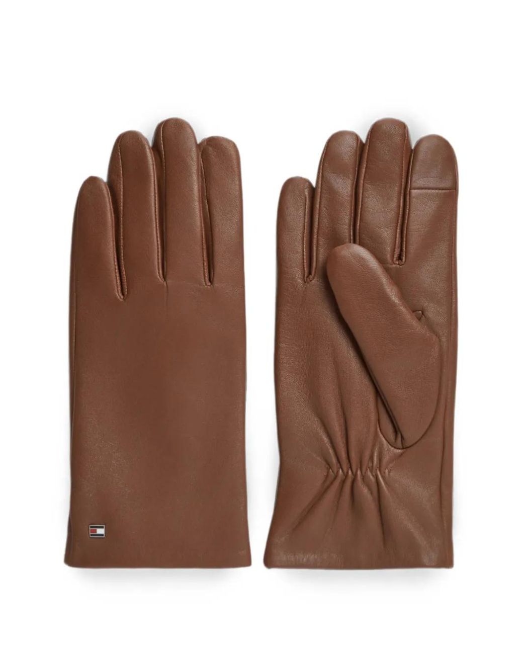 Tommy Hilfiger Brown Logo-Plaque Leather Gloves for men