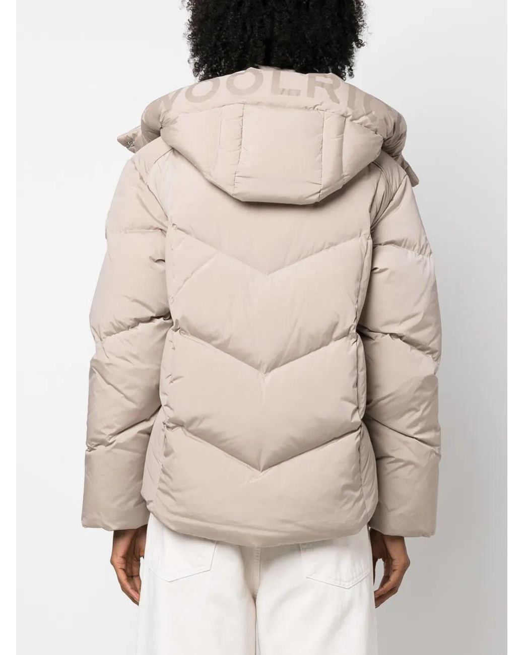 Woolrich Natural Detachable-Hood Padded Jacket