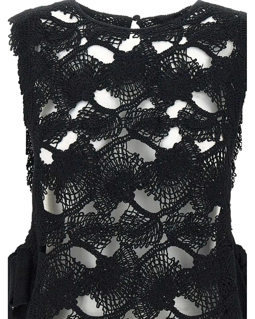 Kangra Black Crochet-Knit Top