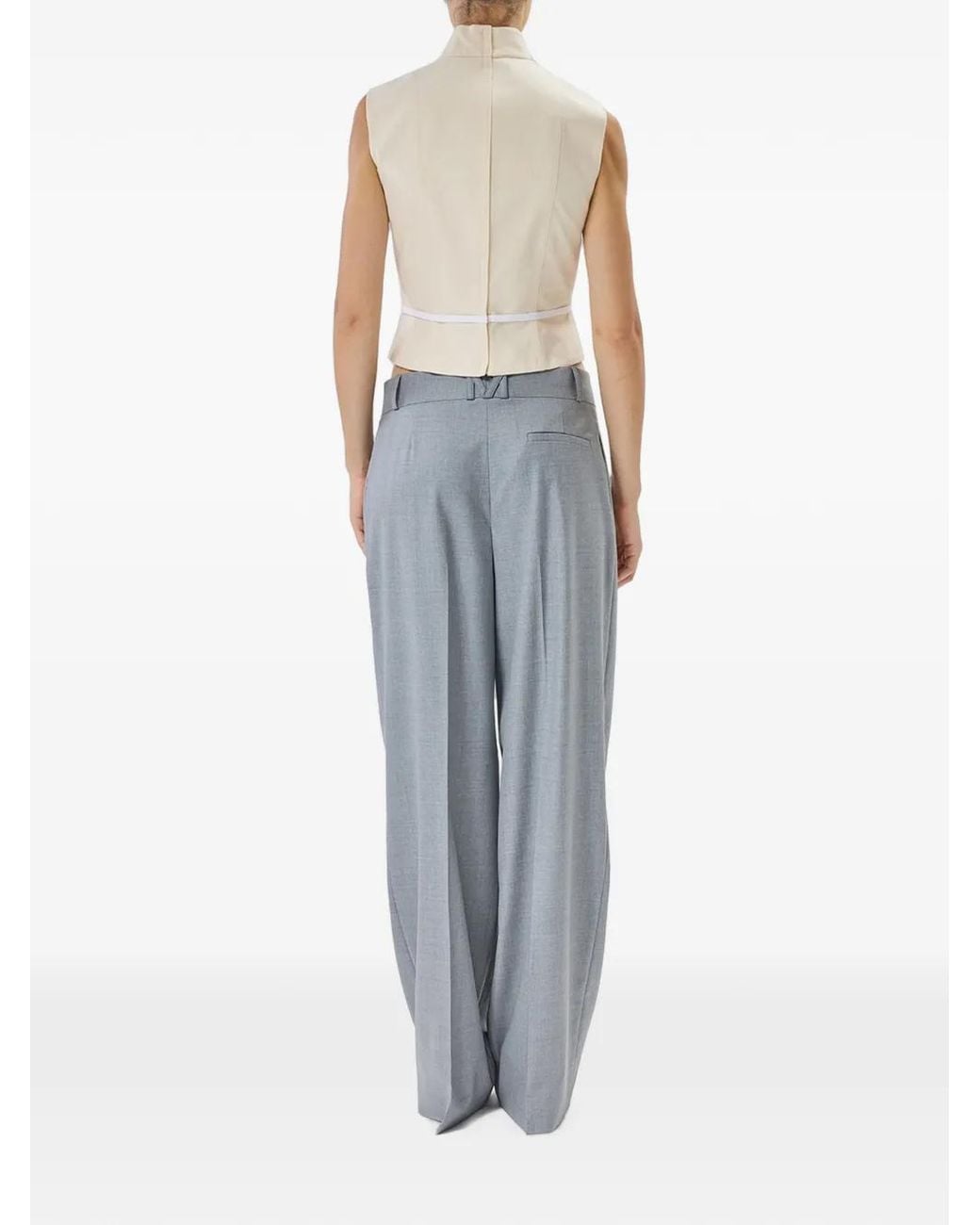 Moschino Gray Pleated Wide-Leg Trousers