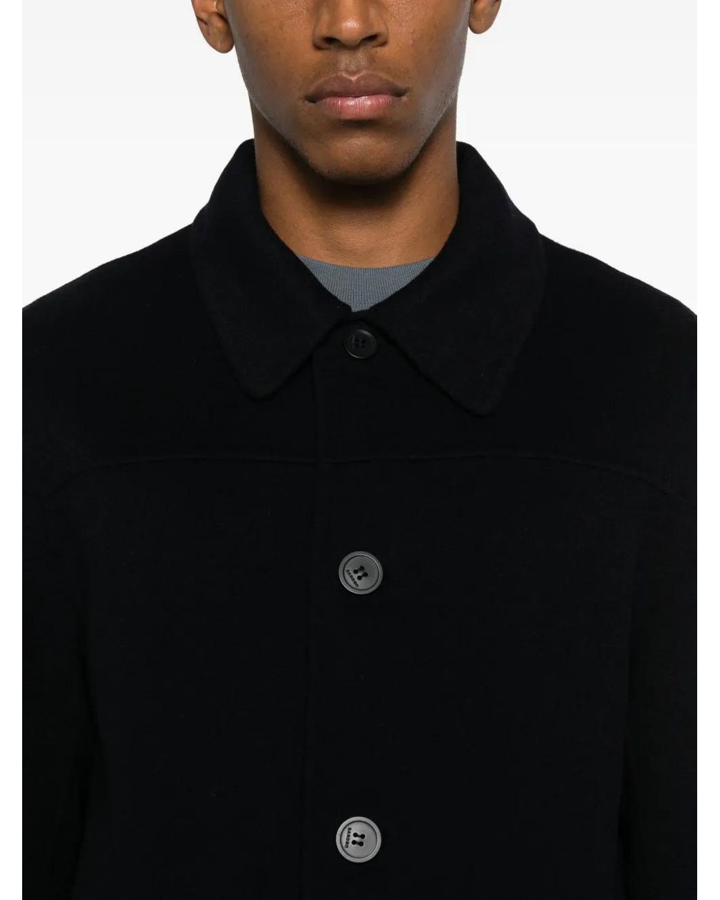 Sandro Black Buttoned Patch-Pocket Jacket for men