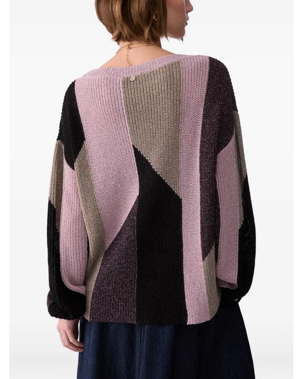 Liu Jo Black Sweater With Lamé Inlays