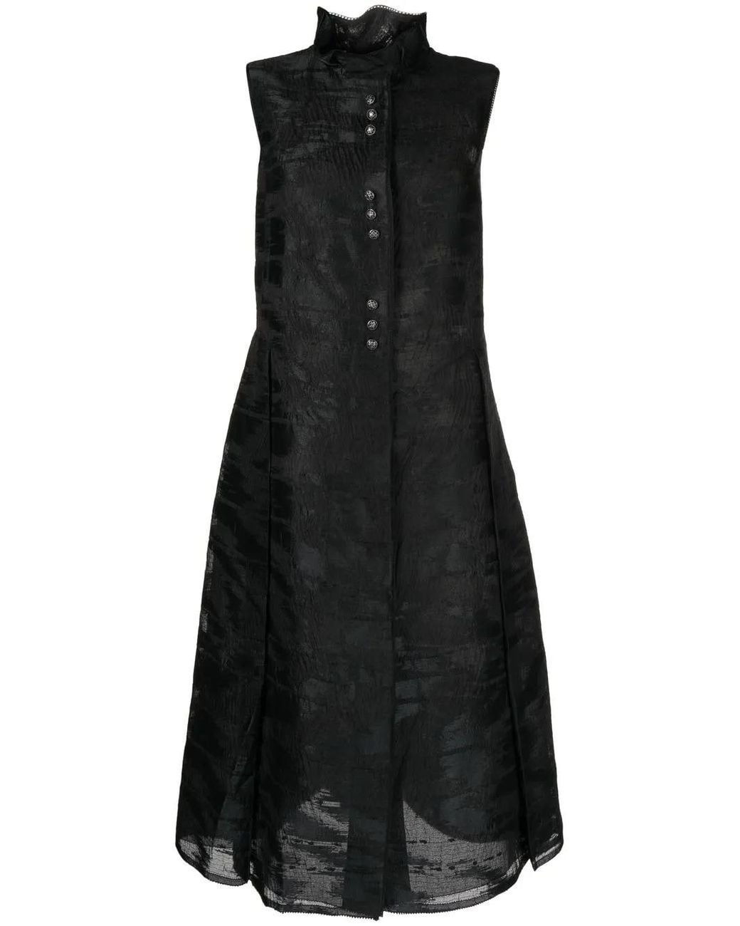Shiatzy Chen Black Brushed-Print Detail Midi Dress