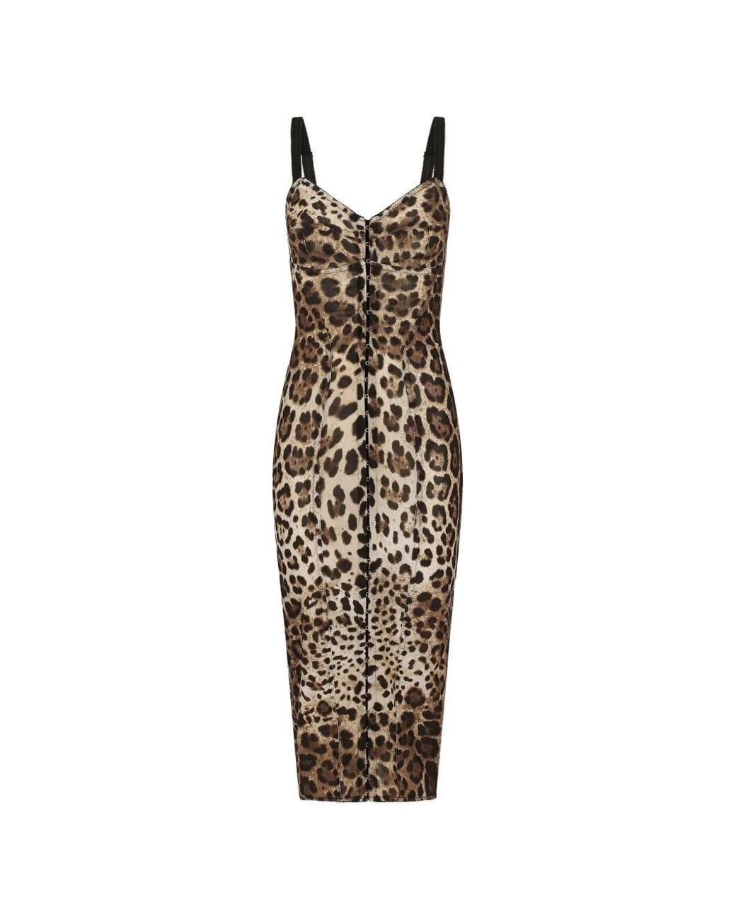 Dolce & Gabbana Natural Leopard-Print Midi Dress