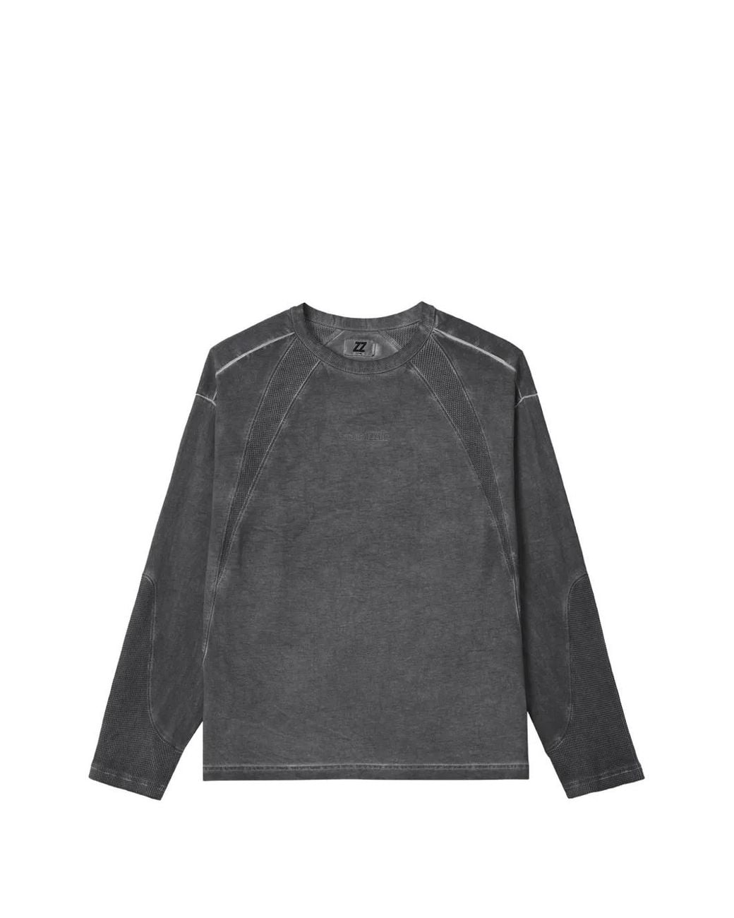 Izzue Gray Acid-Wash Panelled Sweatshirt for men