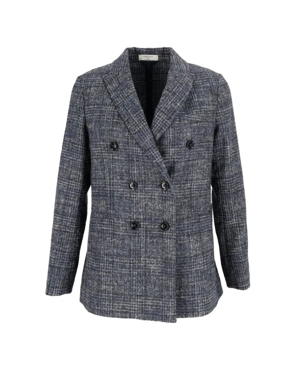Circolo 1901 Gray Double-Breasted Check Blazer