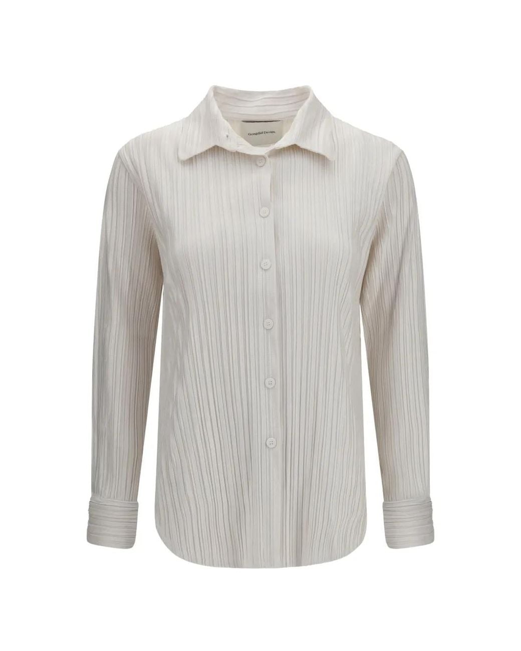 GONGDID DESIGN Gray Chemise Plissé À Manches Longues