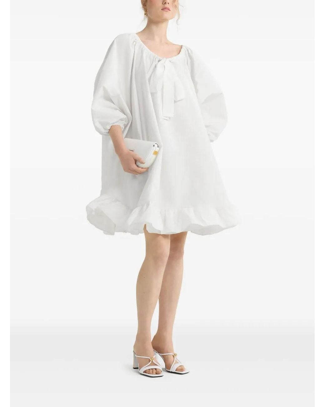 Patou White Ruffle-Hem Mini Dress