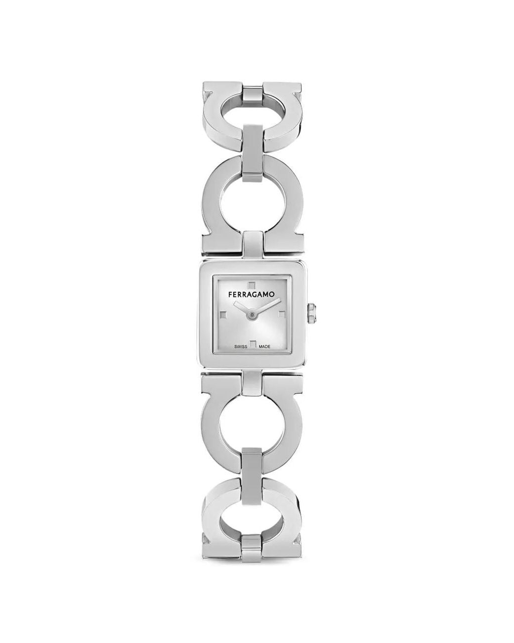 Ferragamo White Double Gancini 19Mm Watch