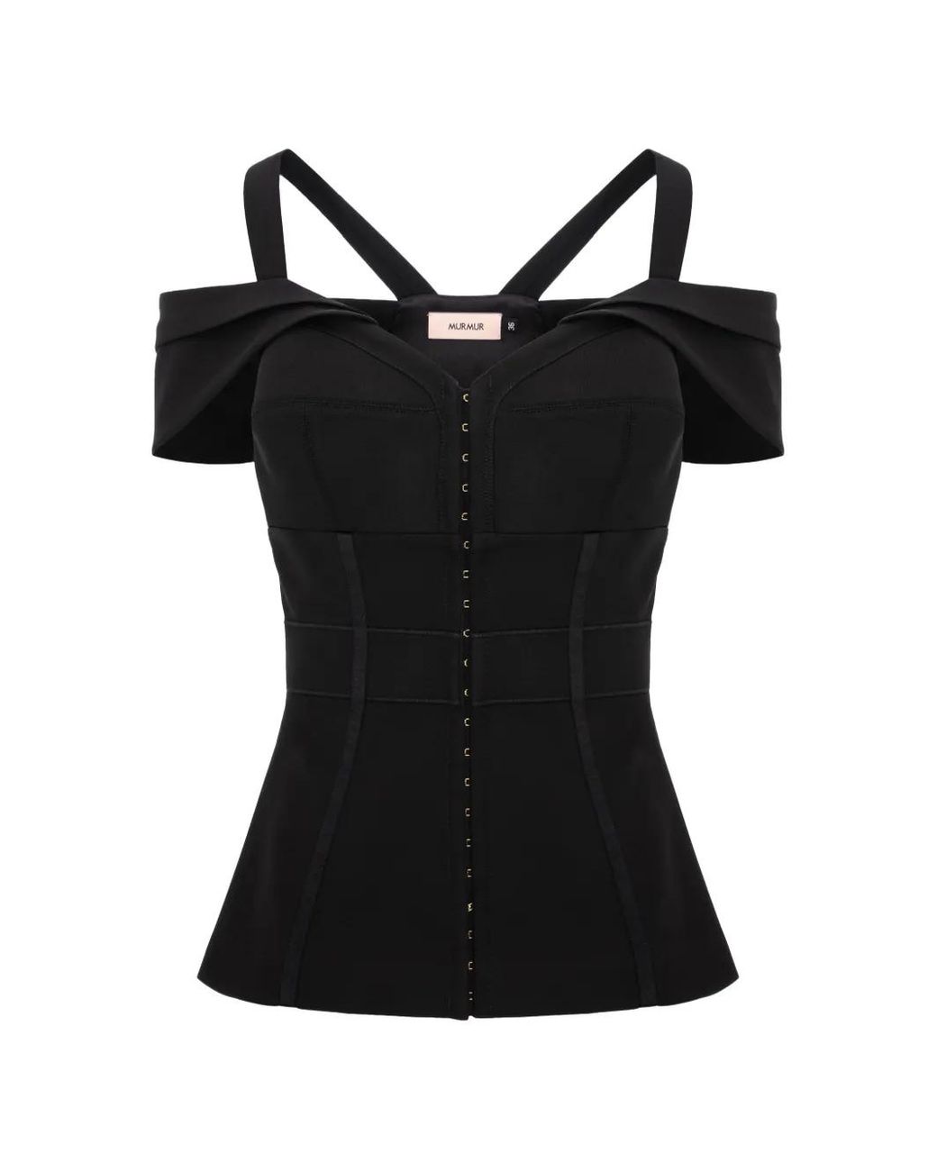 Murmur Black Candy Shoulder Straps Buttoned Top