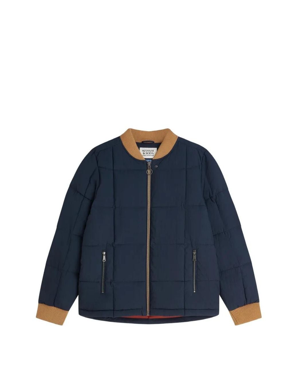 Scotch & Soda Blue Water-Repellant Quilted Jacket for men