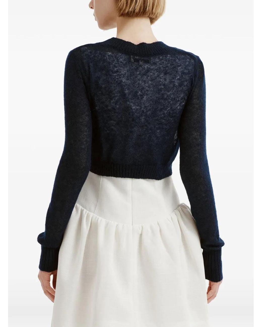 ShuShu/Tong Blue Bow-Detail Cropped Cardigan