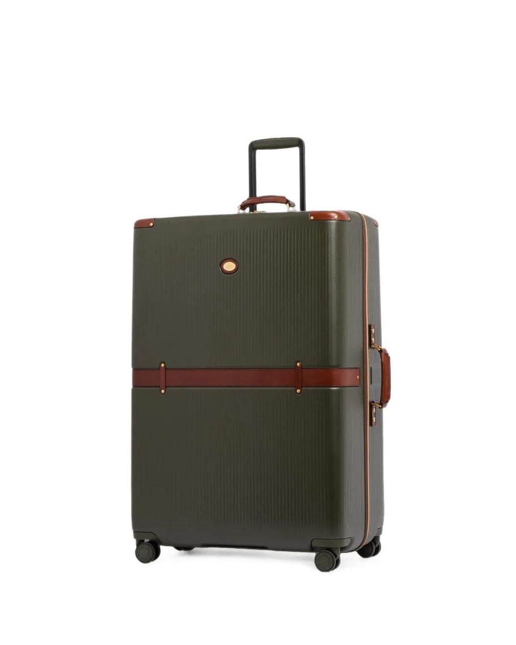 The Bridge Green Leather-Trim Suitcase