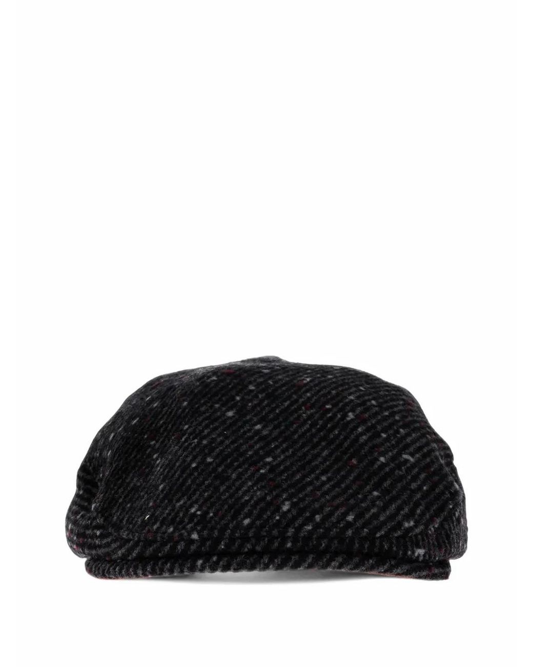 Paul Smith Black Flecked Wool Flat Cap for men