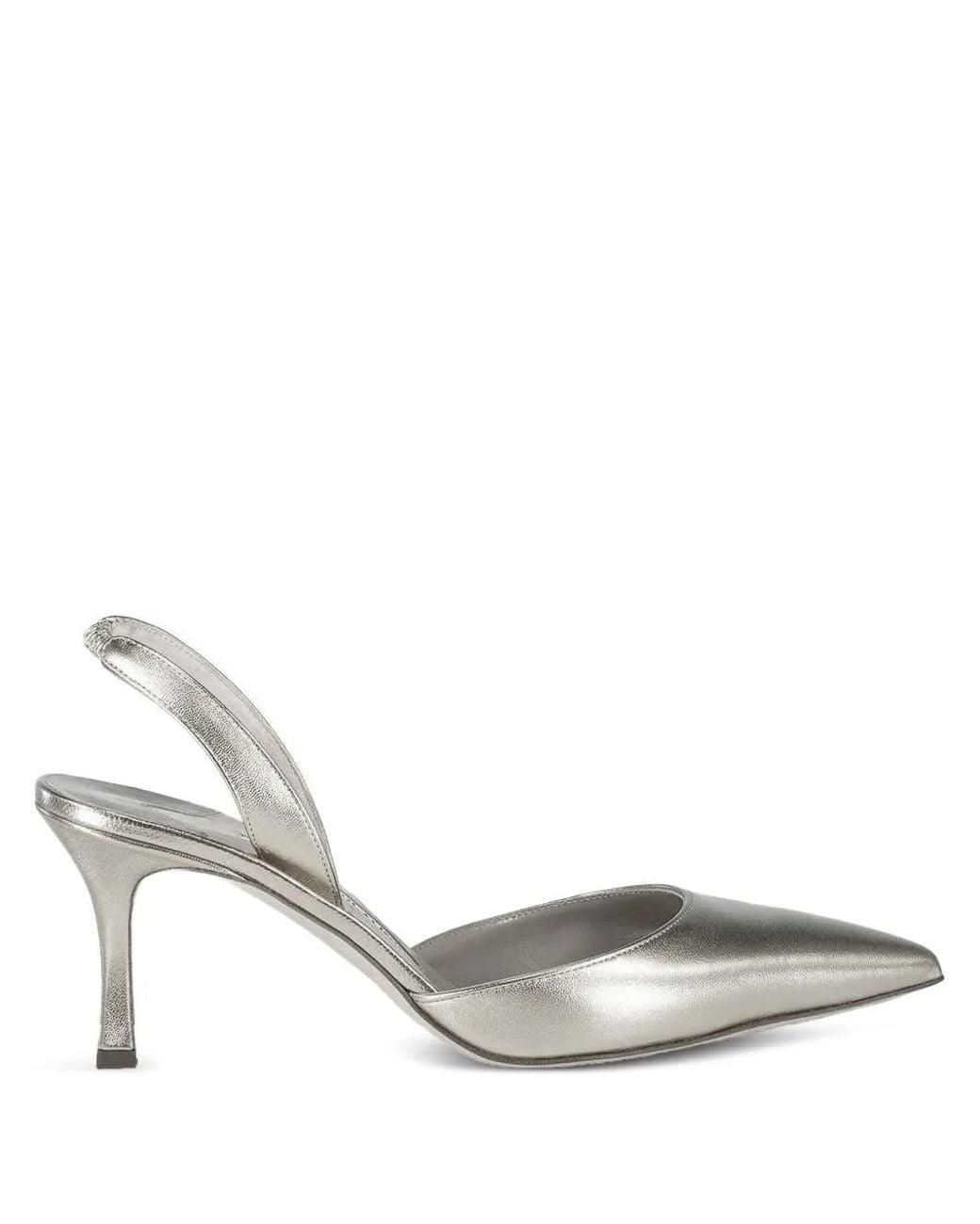 Manolo Blahnik Metallic 70Mm Carolyne Slingback Heeled Pumps