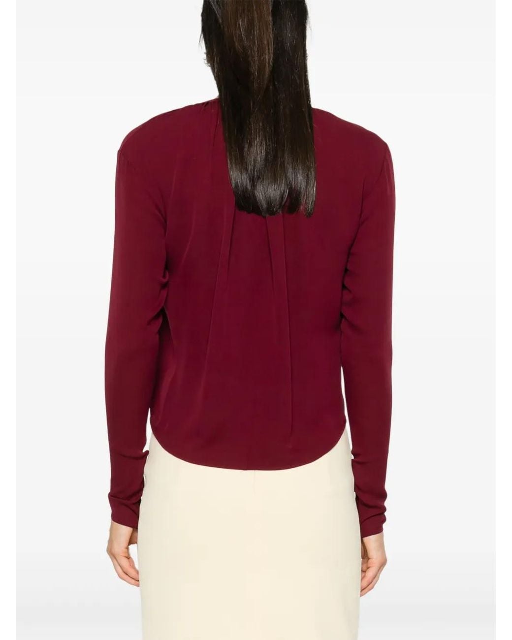 Giambattista Valli Red Pleat-Detail Blouse