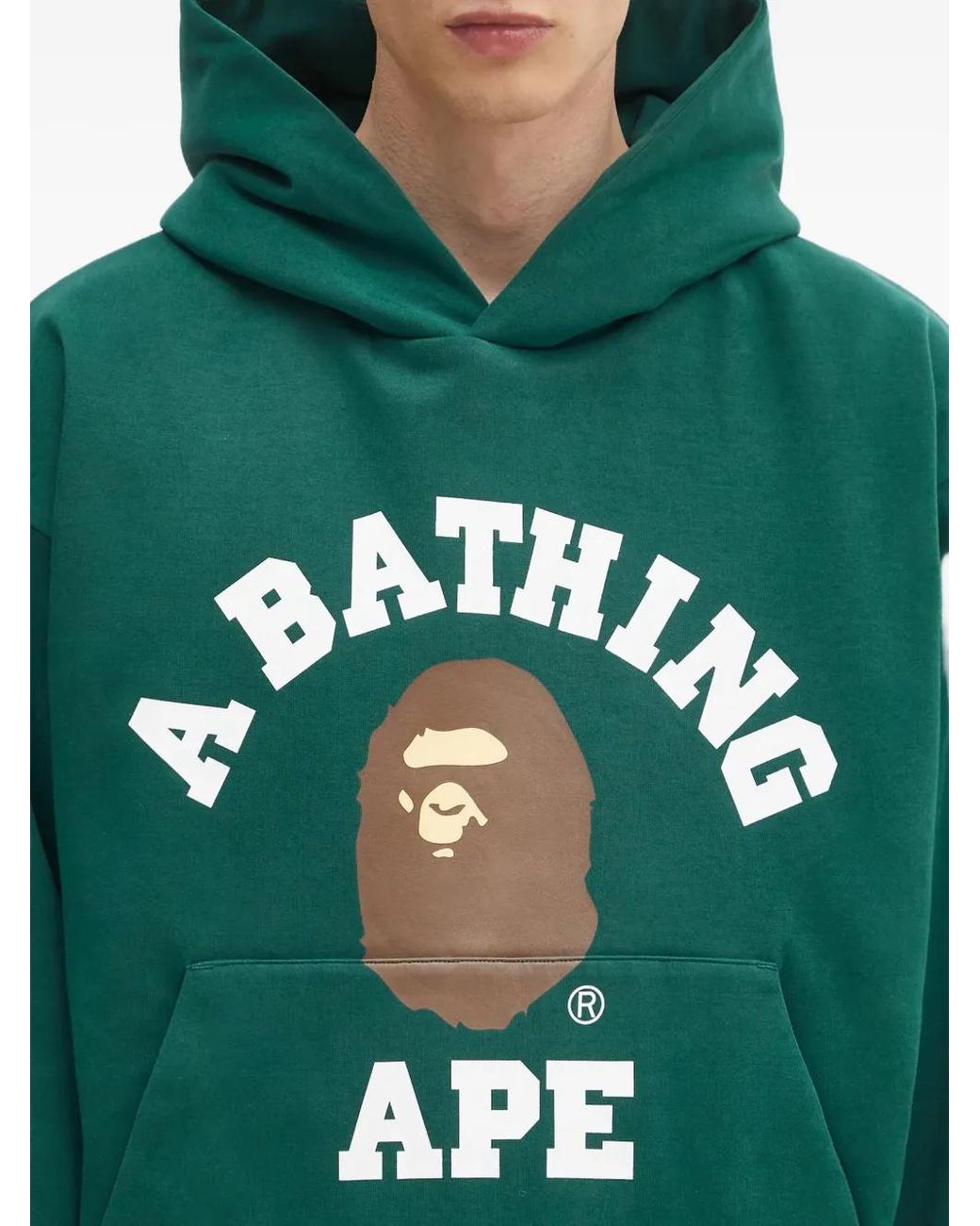 A Bathing Ape Green Hoodie À Logo Imprimé for men