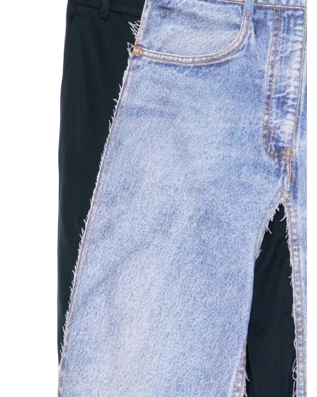 Pushbutton Blue Denim-Patch Trousers