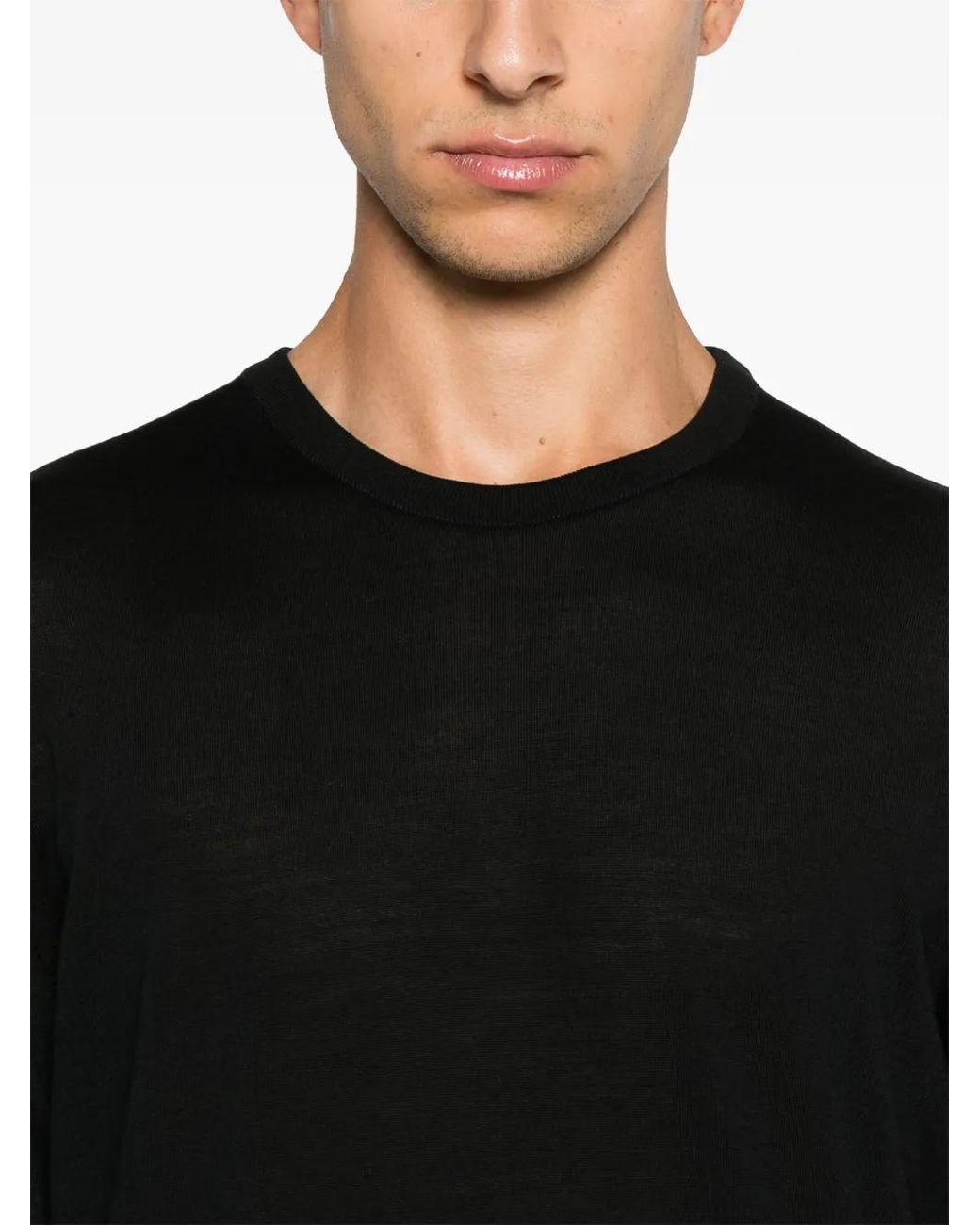 Kiton Black Wool Sweater for men