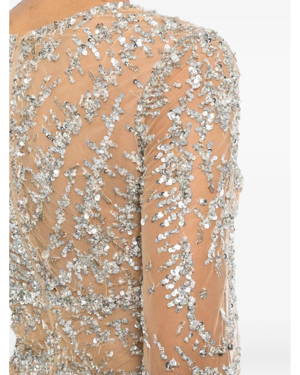 Zuhair Murad White Sequin-Embellished Tulle Dress